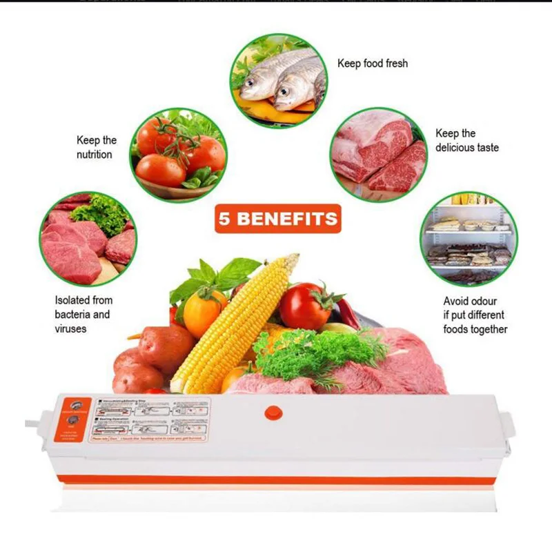 

Household Vacuum Food Sealer Machine Vacuum Packing Machine Film Container Food Sealer Saver Include 15Pcs Bags Free