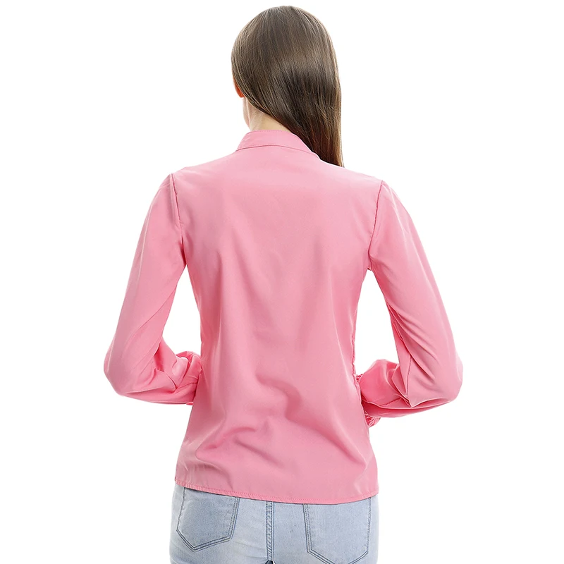 

Women Solid Color Butterfly Sleeve Chiffon Shirt Tops Female Fashion Casual Office Blouses Spring V Neck Long Sleeve Shirts