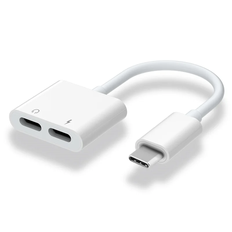 Адаптер 2 в 1 с двумя разъемами USB Type-C для наушников аудио-зарядки звонков