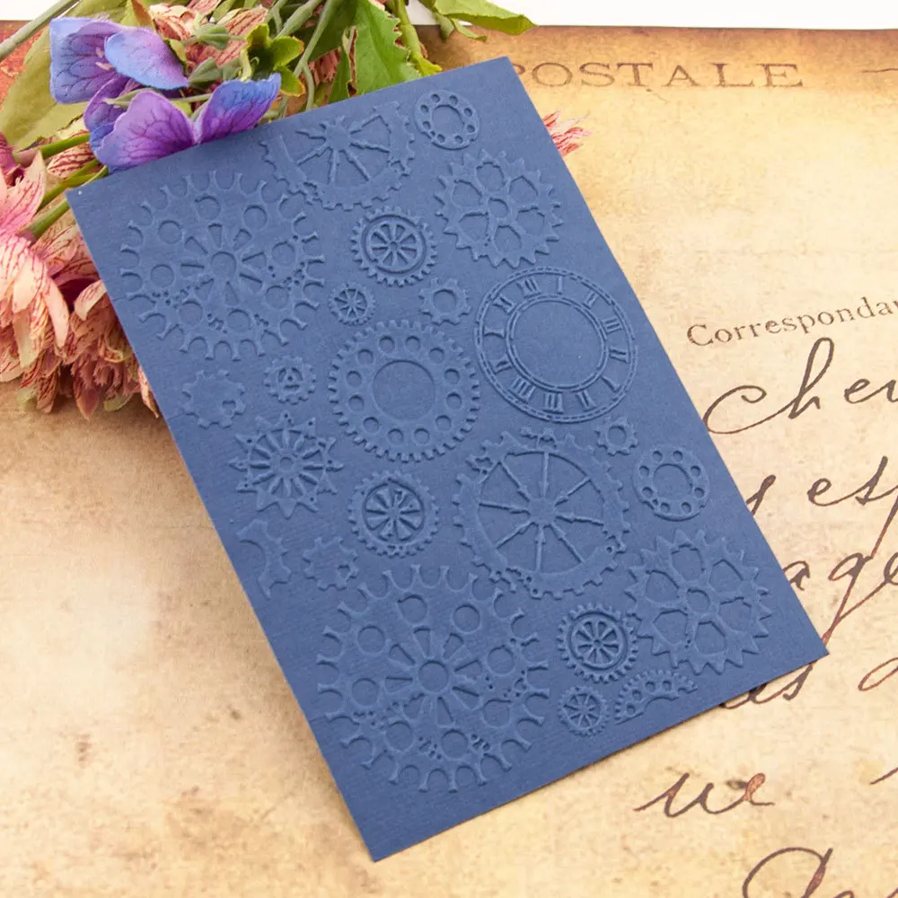10.5x14.8cm Gear Steampunk Plastic Embossing folders For Scrapbooking DIY Template Fondant Cake Photo Album Card Making | Дом и сад