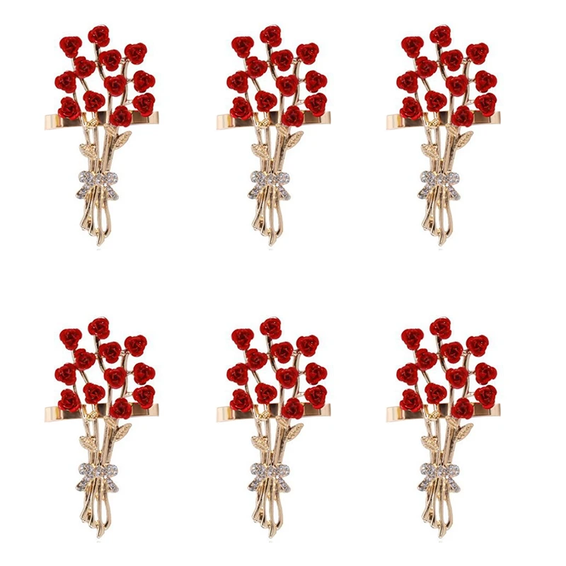 

6Pcs Valentine's Day Series Rose Flower Napkin Button Napkin Ring Napkin Ring