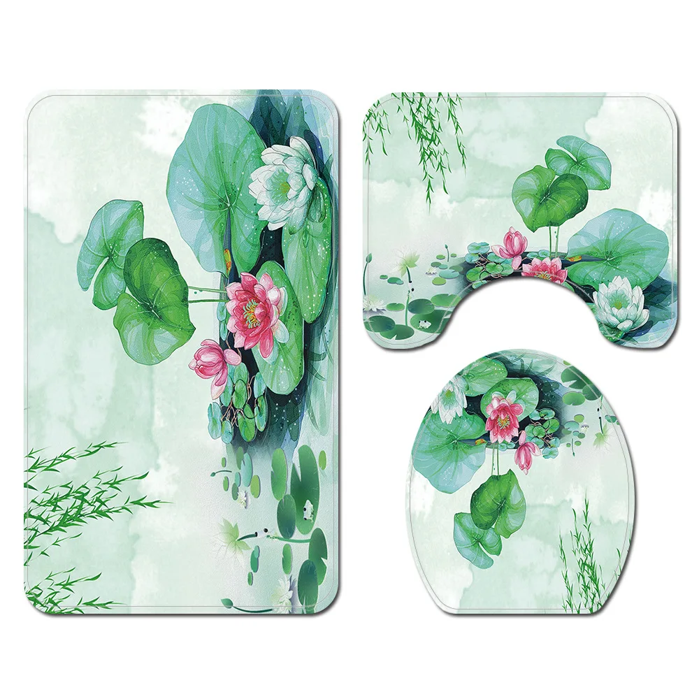 Занавеска для душа в ванную комнату нескользящая шторка с красивыми цветами