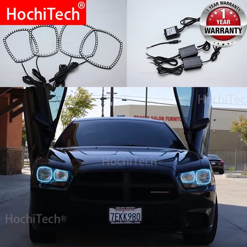 Для Dodge Charger 2011 2014 кольца с ангельским глазом новейшие фары многоцветсветодиодный