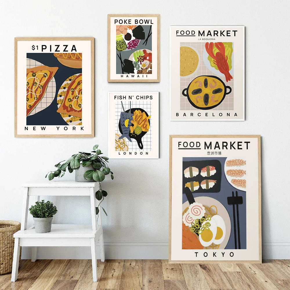 Настенная картина для кухни пищевой рынок постер с изображением Барселоны