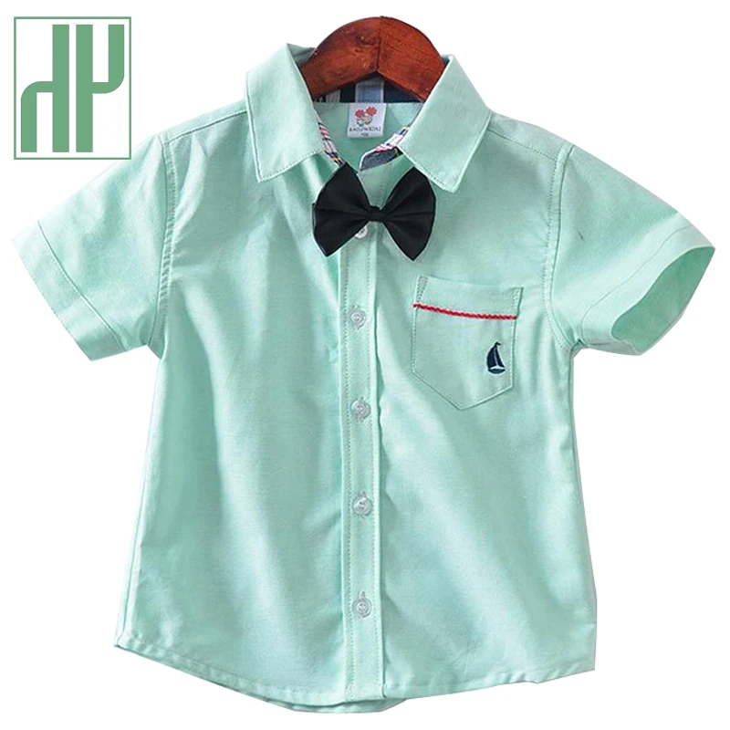 Рубашки для маленьких мальчиков Летние Формальные с коротким рукавом одежда