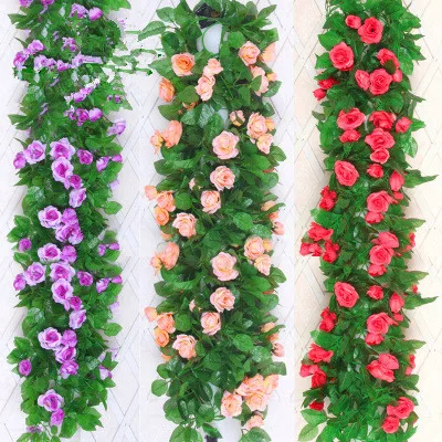2 3 м Шелковый цветок розы Плющ висит гирлянды Искусственные цветы вечерние дома