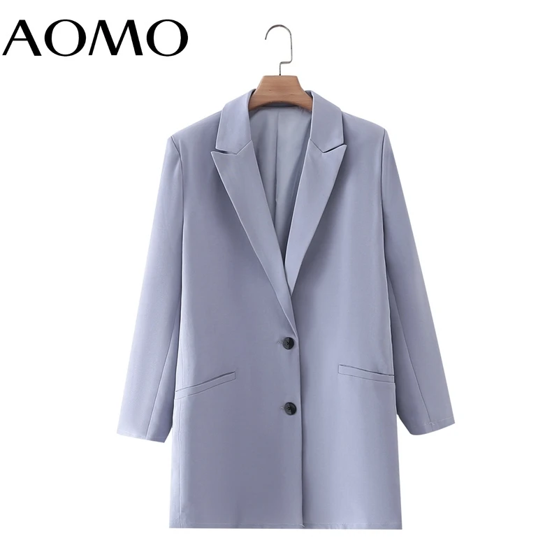 

Женский однотонный Блейзер AOMO 2021, винтажная верхняя одежда с длинным рукавом, шикарные топы 1M54A