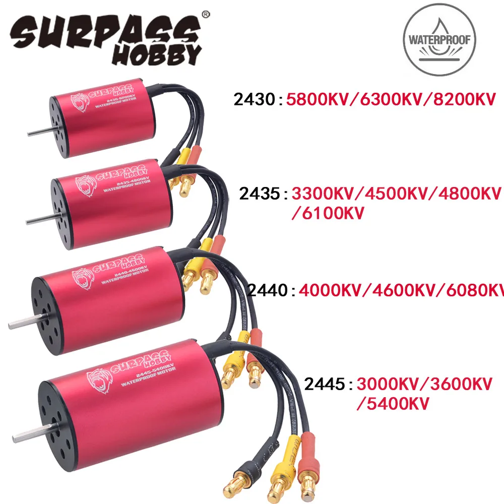 Водонепроницаемый бесщеточный двигатель SURPASS HOBBY 2430 2435 2440 2445 для Traxxas HSP Wltoys 1/16 1/18 RC