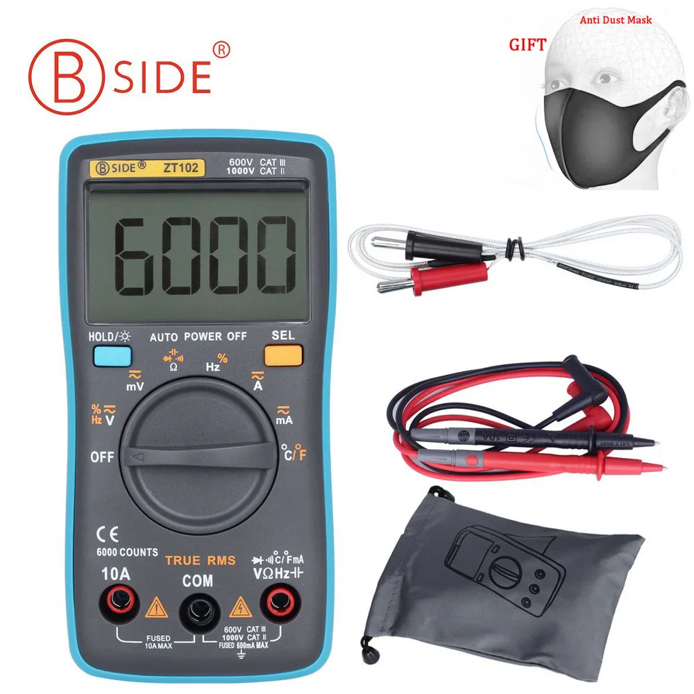Цифровой мультиметр BSIDE ZT100 вольтметр амперметр с автоматическим выбором