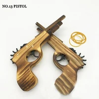 wooden rubber band pistol rubber band 13 small double barreled wooden short gun nostalgic toys scenic crafts