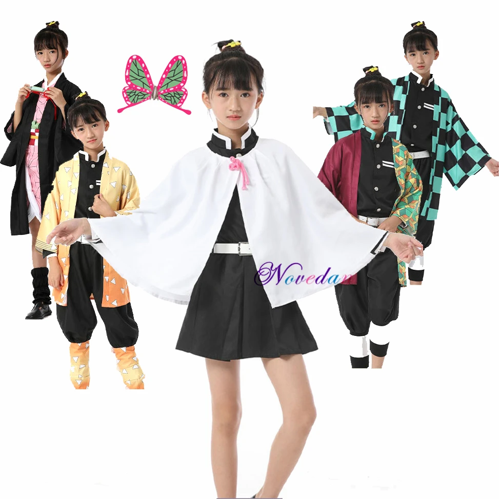 

Girls Tsuyuri Kanawo Cosplay Anime Demon Slayer Kimetsu no Yaiba Tanjirou Kamado Nezuko Cosplay Kisatsutai Uniform Costume Kids