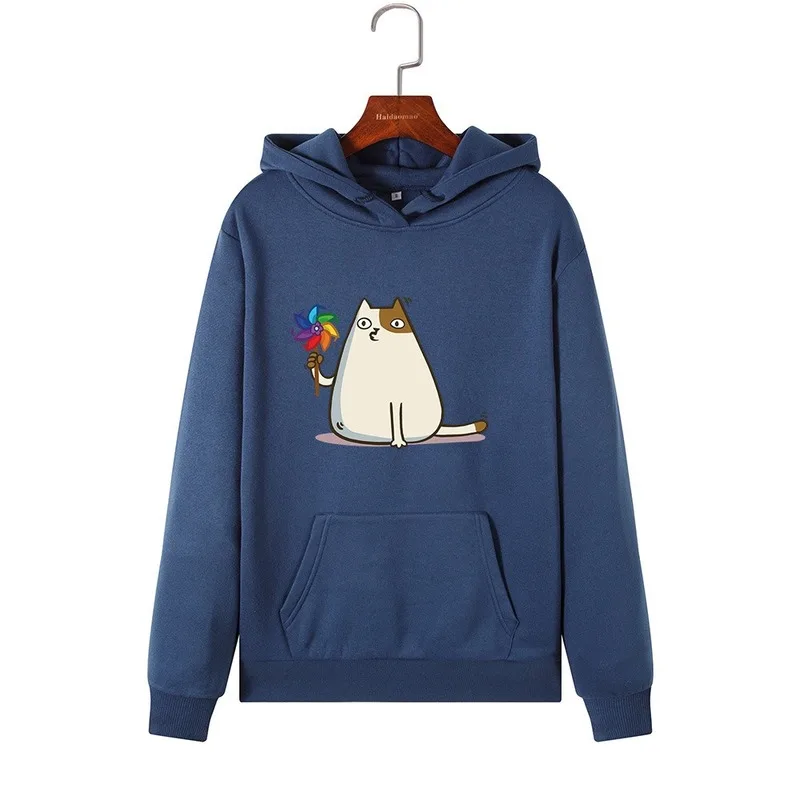 

Streetwear Hoodies Women Sweatshirt Autumn Long Sleeve Hooded Harajuku Funny Fat Cat Print Sweatshirt Women Sudadera Mujer