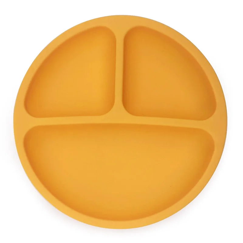 Детская силиконовая обеденная тарелка без БФА милая посуда со смайликом