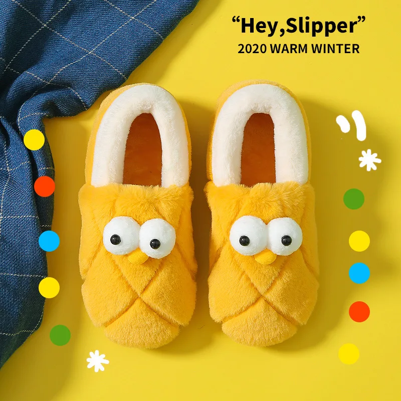 

Winter bag heel cotton slippers women's thick bottom Plush confinement indoor warm couple winter cotton slippers men's home