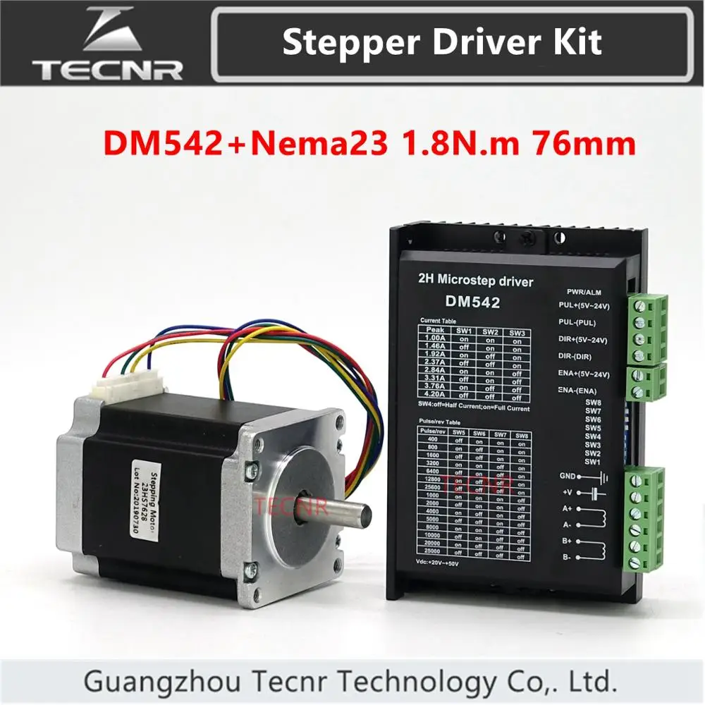Комплект драйвера шагового двигателя TECNR DM542 с двигателем Nema23 76 мм 3A 1.8N.m|Драйвер