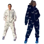 Y2K модный спортивный костюм для женщин комплект из 2 предметов бабочка стразы на молнии Толстовка и штаны для бега спортивные костюмы комплект из двух предметов