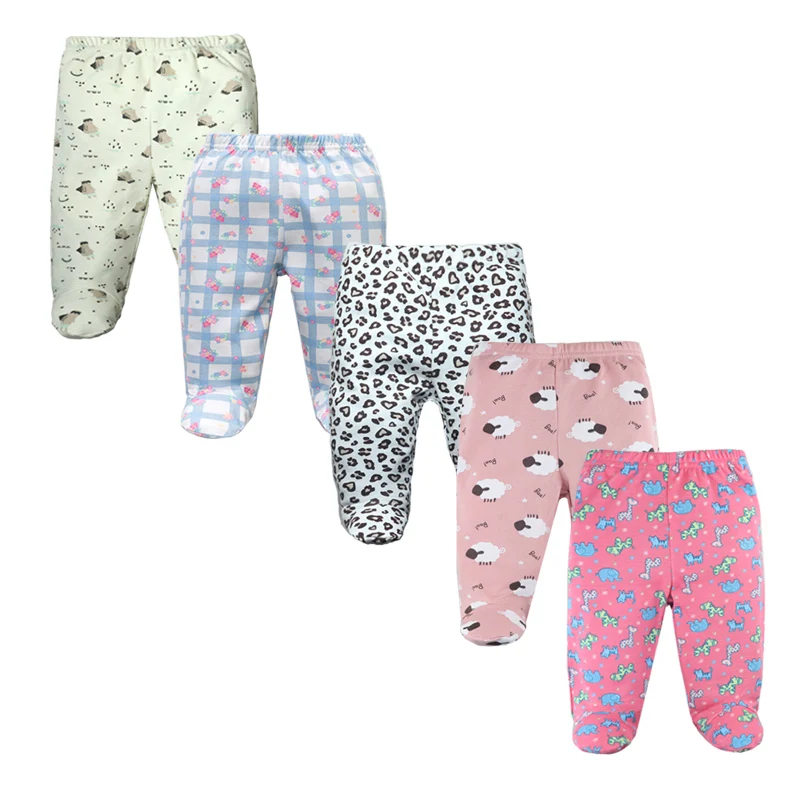 Pantalones de algod&oacute;n suave para beb&eacute; reci&eacute;n nacido, pantal&oacute;n de dibujos animados, para las cuatro estaciones, a rayas, de 0 a 12 meses, 3/4/5 unids/lote-1