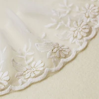 sale off white floral cotton embroidered tulle mesh lace fabric trims 4 7%e2%80%9d wide 1 yard long