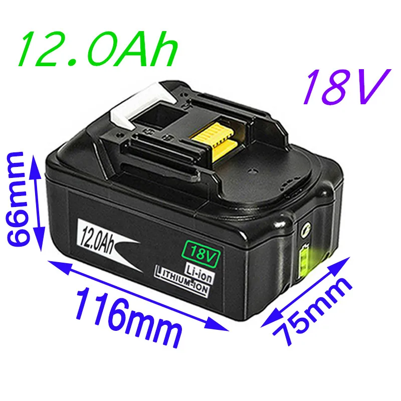 

Original 18V12Ah Rechargeable Battery Li-Ion Battery Replacement Power Tool Battery for MAKITA BL1880 BL1860 BL1830+Charger