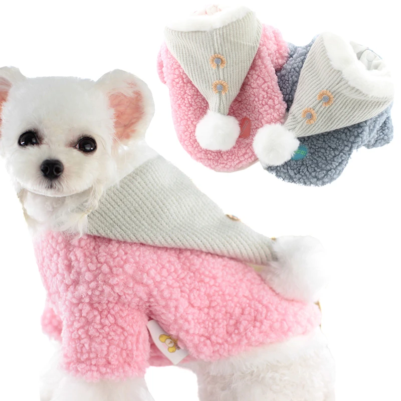 

New Dog Parkas Solid Sweater for Small Dog Hoodie Thick Warm Soft Nap Dog Clothing Teddy Corgi Yorkie Pomeranian Cat Dog Clothes