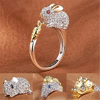japanese and korean fashion charm gold plated 12 zodiac rabbit ring female index finger animal ring birthday gift jewelry