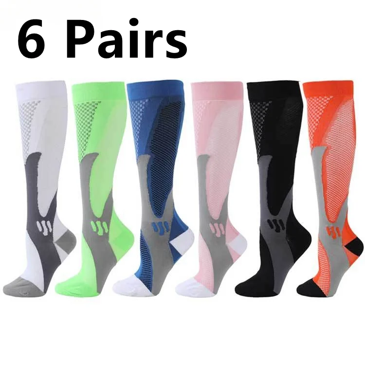 

3/4/6 Pairs Running Compression Stockings Socks 20-30 Mmhg Men Women Sports Socks Marathon Cycling Football Varicose Veins