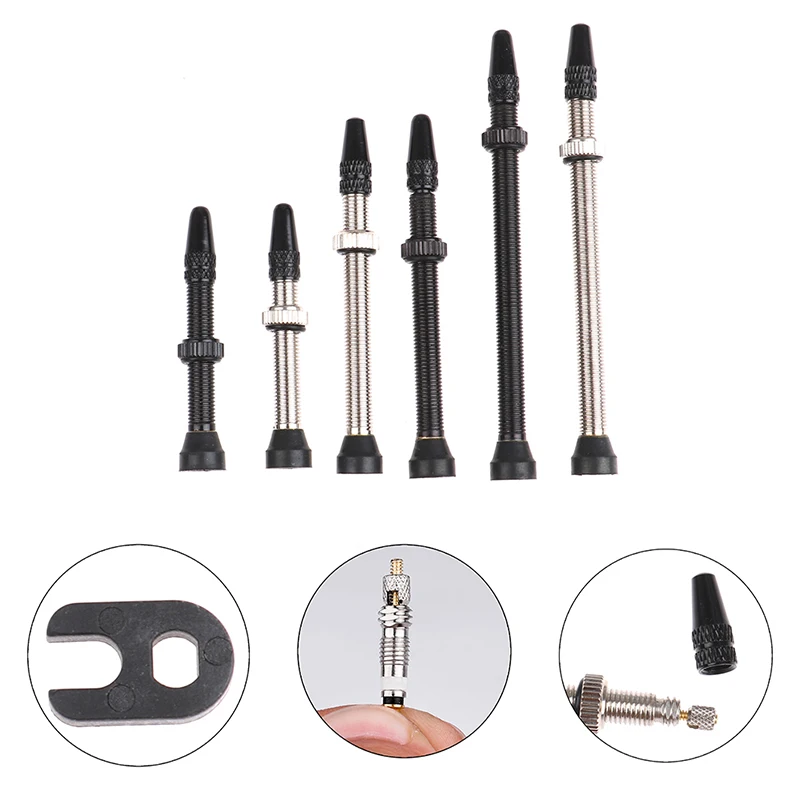 

1Pair 40/60/80Mm Removable Bicycle Tubeless Tire Brass Core Stem Valve