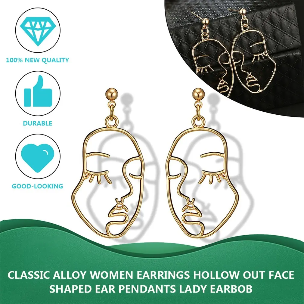 Абстрактные ажурные висячие серьги с лицевой поверхностью уникальный дизайн для