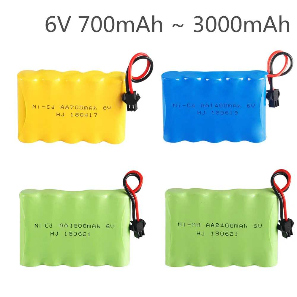 

6.0V NI-MH Battery NI-CD Battery 700mAh 1400mAh 1800mAh 2400mAh 2800mAh for RC Toys Cars Trucks Tank Guns RC TOYS 6V