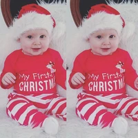0 18m baby boys girls clothing sets cotton first christmas costume santa claus romperpants set kids xmas tops toddler outfits