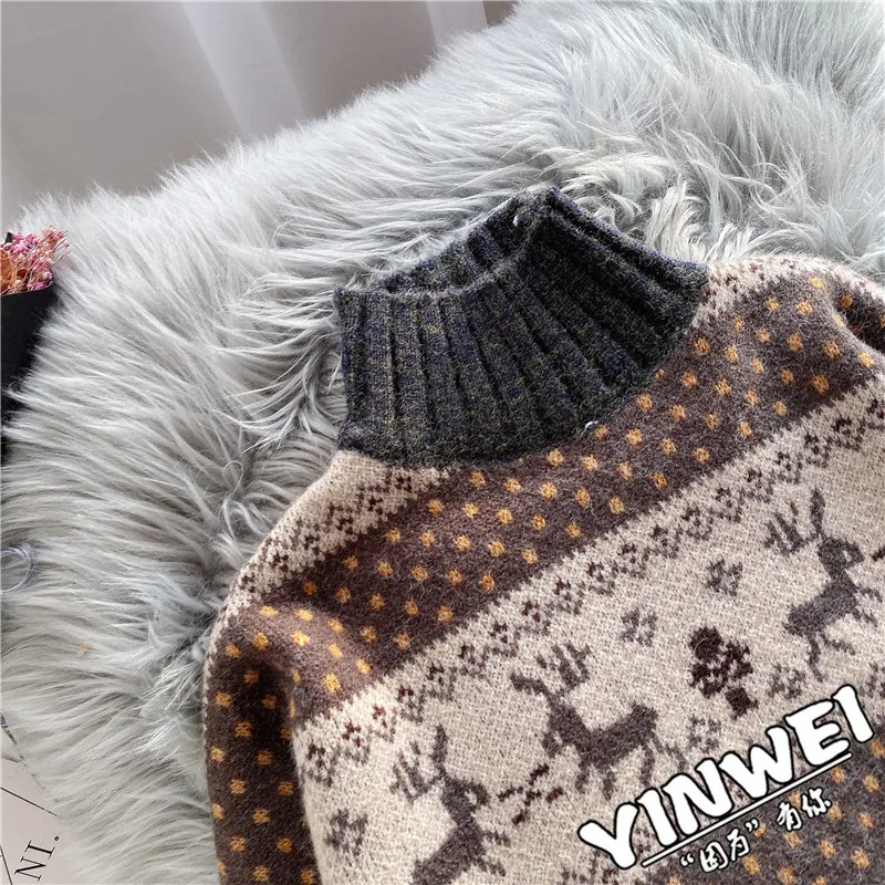 

Sweater Pullover American Vintage Cartoon Print Girl Pullover Autumn Thick Warm Long Sleeve Hoodies Plus Size Loose Women Sweat