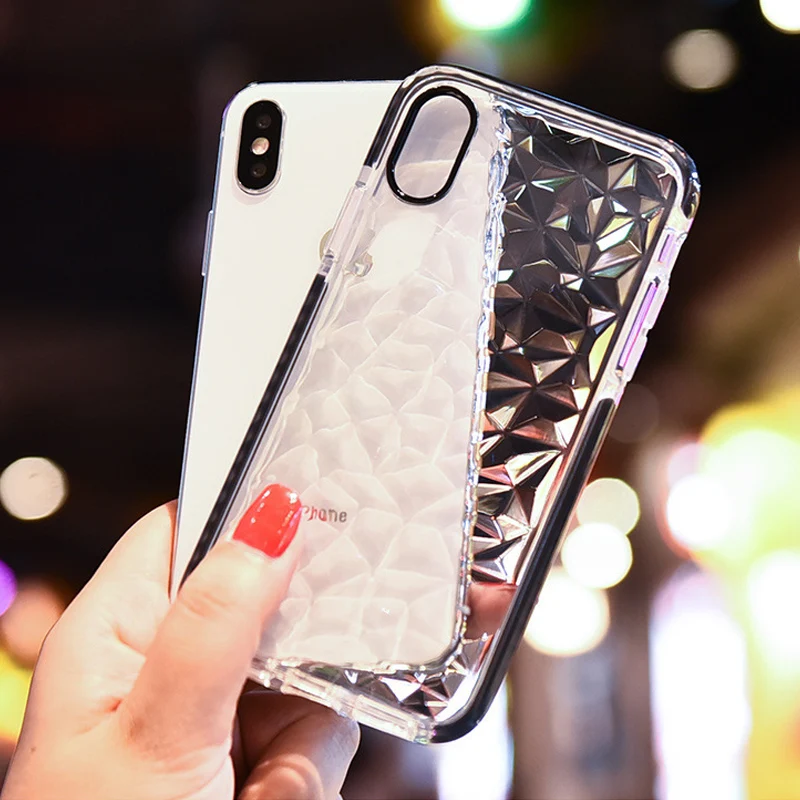 Ромбовидный узор противоударный прозрачный мягкий чехол для iPhone 11 крышка