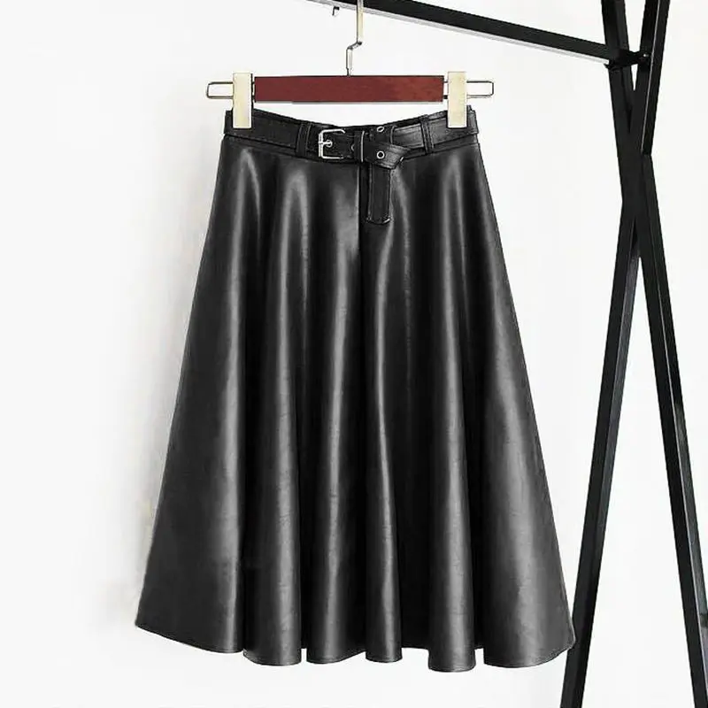 Юбки размера плюс из искусственной кожи женские свободные юбки большого