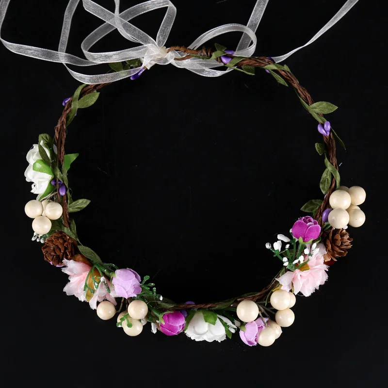 Женский обруч для волос свадебный с цветами розы в богемном стиле|Украшения