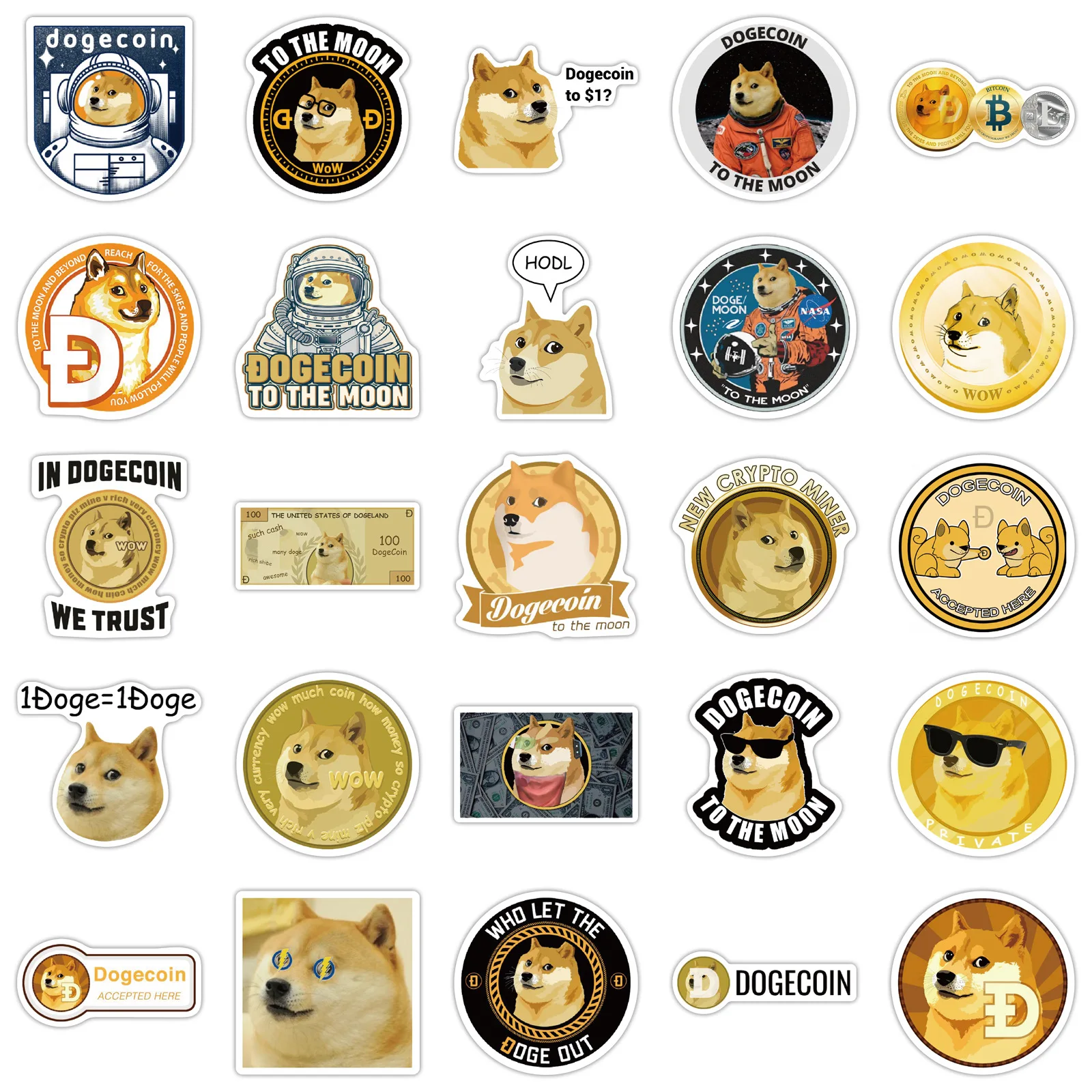

10/50Pcs Funny Meme Dogecoin Bitcoin Stickers BTC Encrypted Virtual Currency Scrapbook Sticker Suitcase Suitcase Laptop Luggage