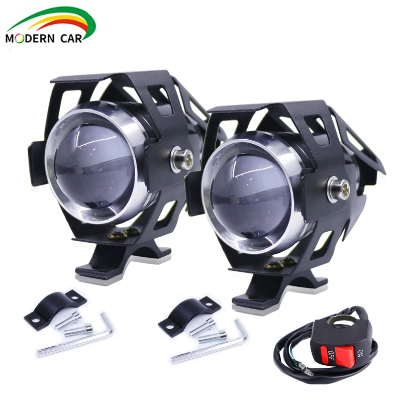 2 шт. moto rcycle светодиодные фары вспомогательная лампа U5 12V 125W 3000lm светодиодный rbike led