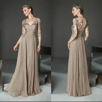 new elegant champagne gold furnished evening clothes half shell long prom gwon 2020 wedding party guest dress femme robe de