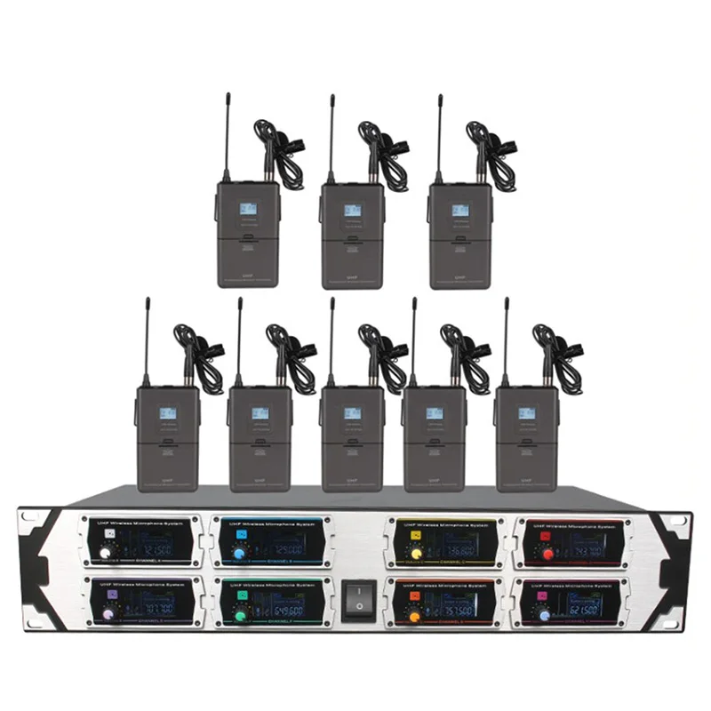 Профессиональный беспроводной микрофон UHF 8 каналов фиксированная частота