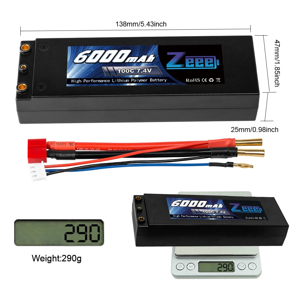 Zeee Lipo аккумулятор 6000mAh 7,4 V 100C 2S Lipo RC автомобильный аккумулятор с Deans T Plug 2S RC Lipo аккумулятор для автомобиля лодки грузовика Truggy багги