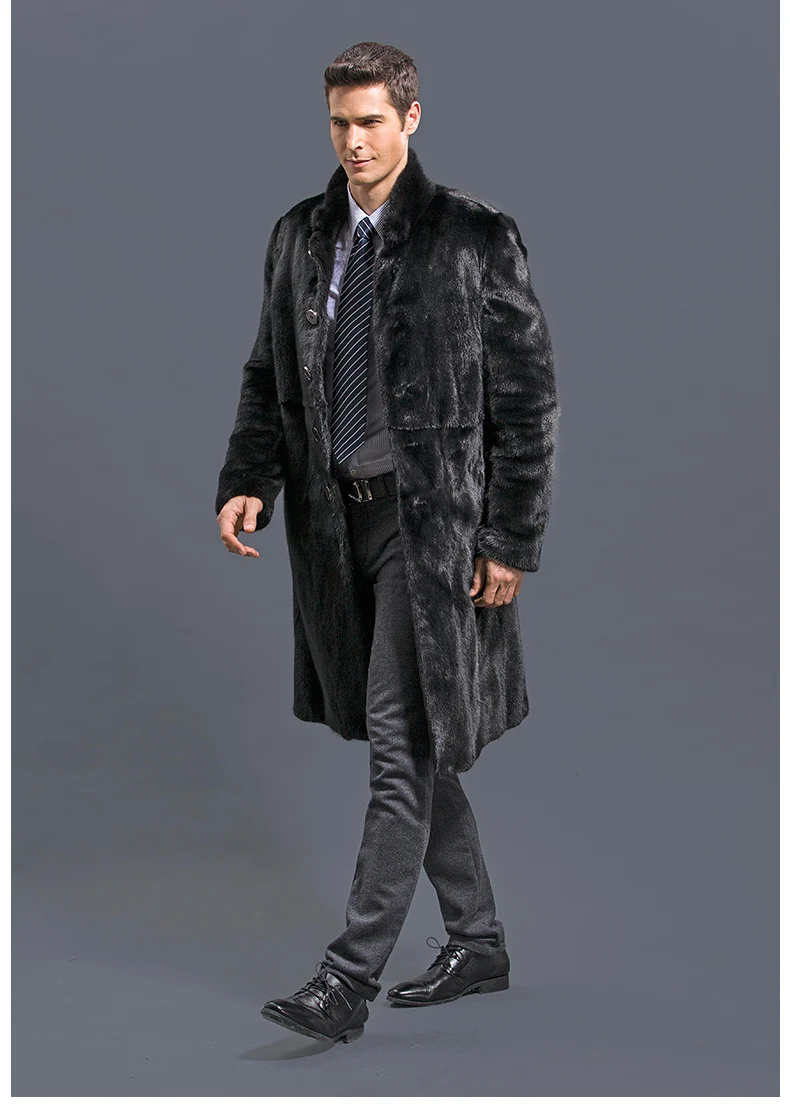 2020 Vetement Fluffy Male marten mink overcoat outerwear Men black faux fur coat winter thicking outwear | Мужская одежда