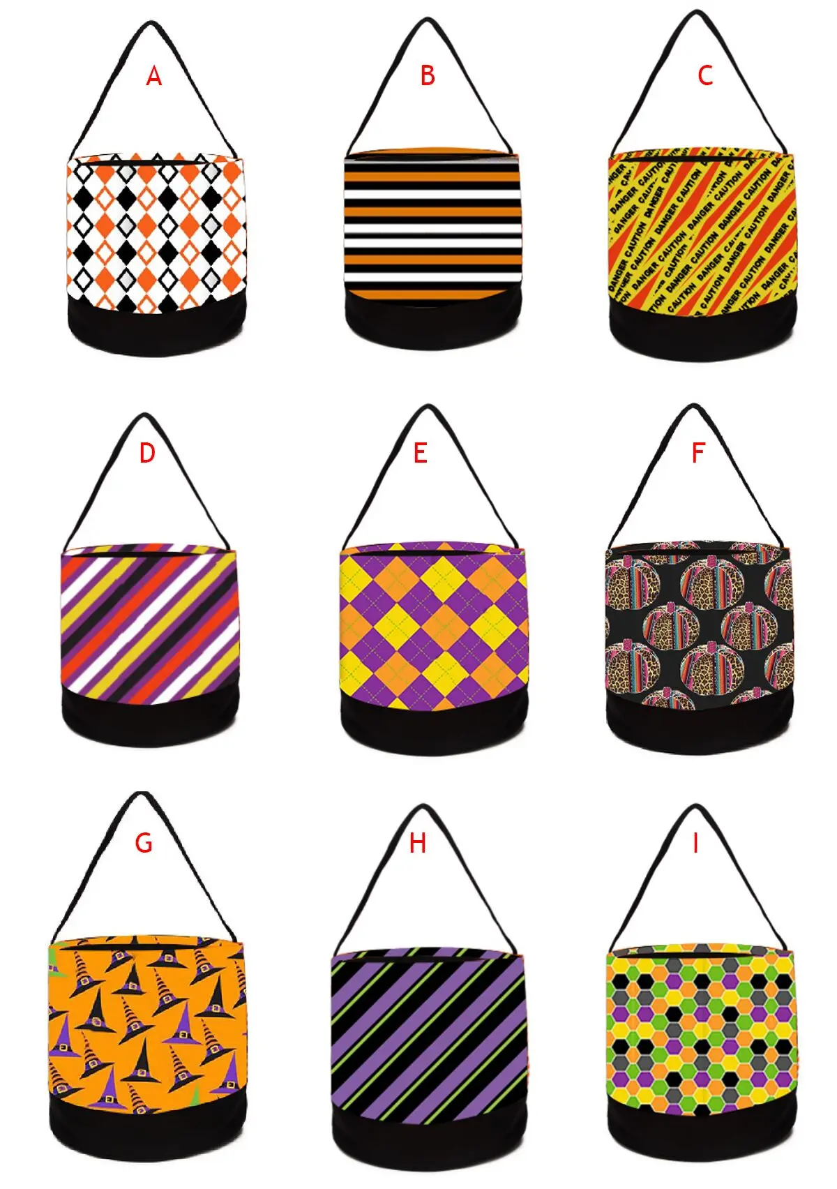 RTS 10 Pcs Kid Halloween Orange Black Hat Tote Trick or Treat Candy Purple Bucket Boy Cute Pumpkin Diamond Basket |