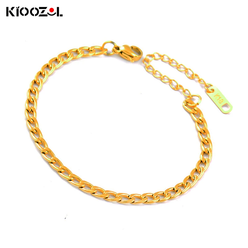 

KIOOZOL Classic Stainless Steel Cuba Hollow Chain Gold Bracelet For Women Summer Beach Hot Jewelry Accessories Gifts 135 KO2