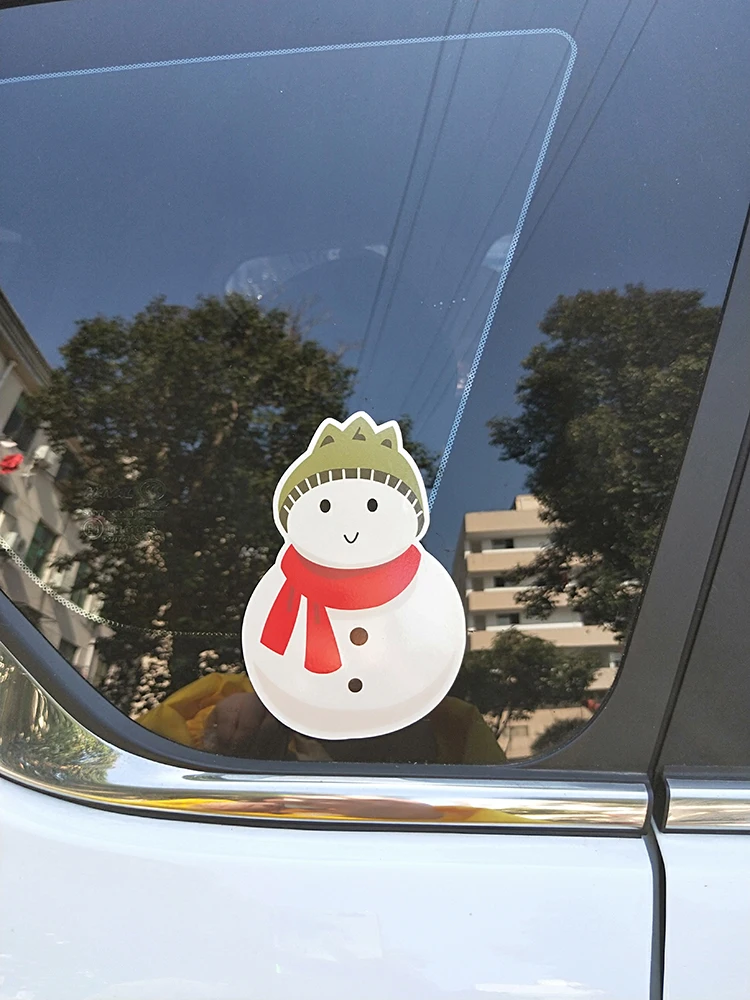 

ZTTZDY 8.4cm*12.4cm Merry Christmas Cute Christmas Snowman PVC Decal YJ1-0033