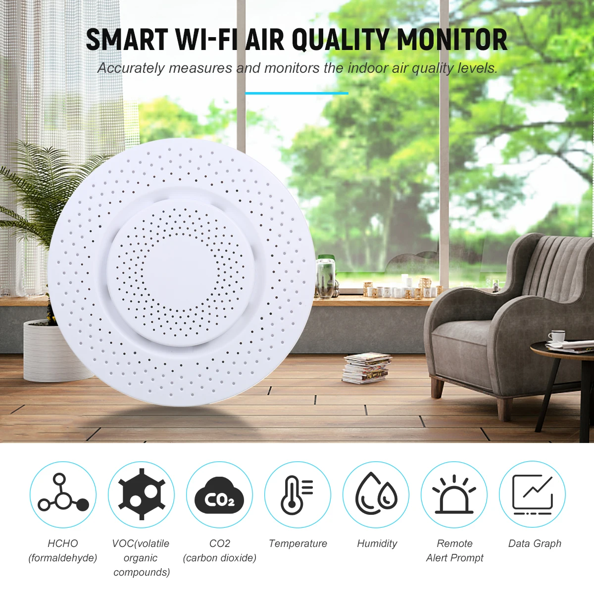 Умный детектор CO2 Tuya Wi-Fi для помещений качества воздуха формальдегидов ЛОС