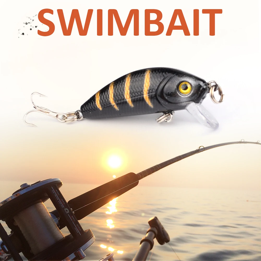 

Minnow Fishing Lures 5cm 3.6g Hard Bait with Hook Jig 3D Eyes Crankbait