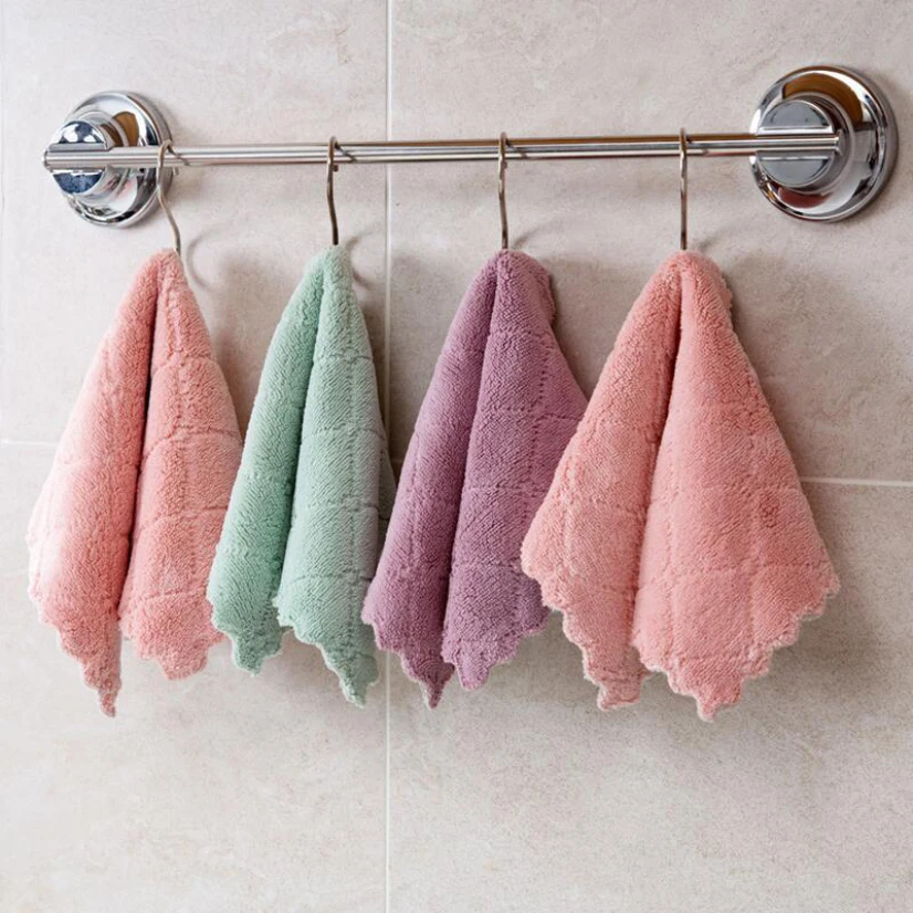 

Dish Cloth Double Sided For Washing Dishes Cleaning Rags Absorbent Soft Bowl Household Dishcloths Drying Kitchen Microfiber