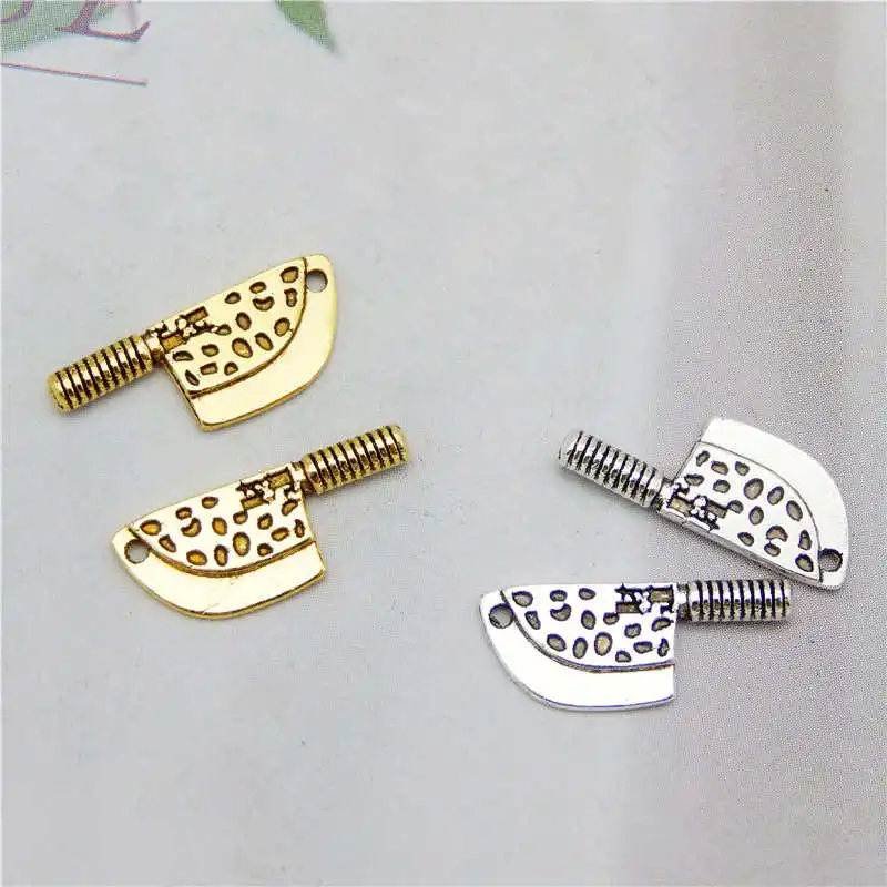 Julie Wang 40PCS Small Knife Charms Golden Antique Silver Color Kitchen Pendant Bracelet Alloy Jewelry Making Accessory | Украшения и