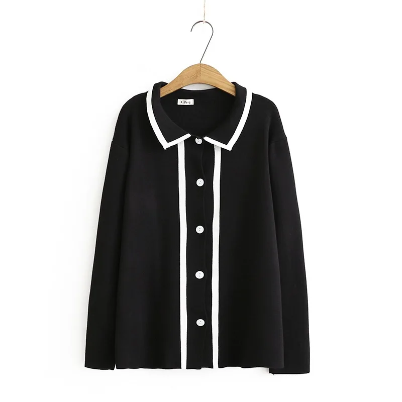 

Plus Size XL-4XL Women's White Black Cardigan Crochet Autumn Outerwear