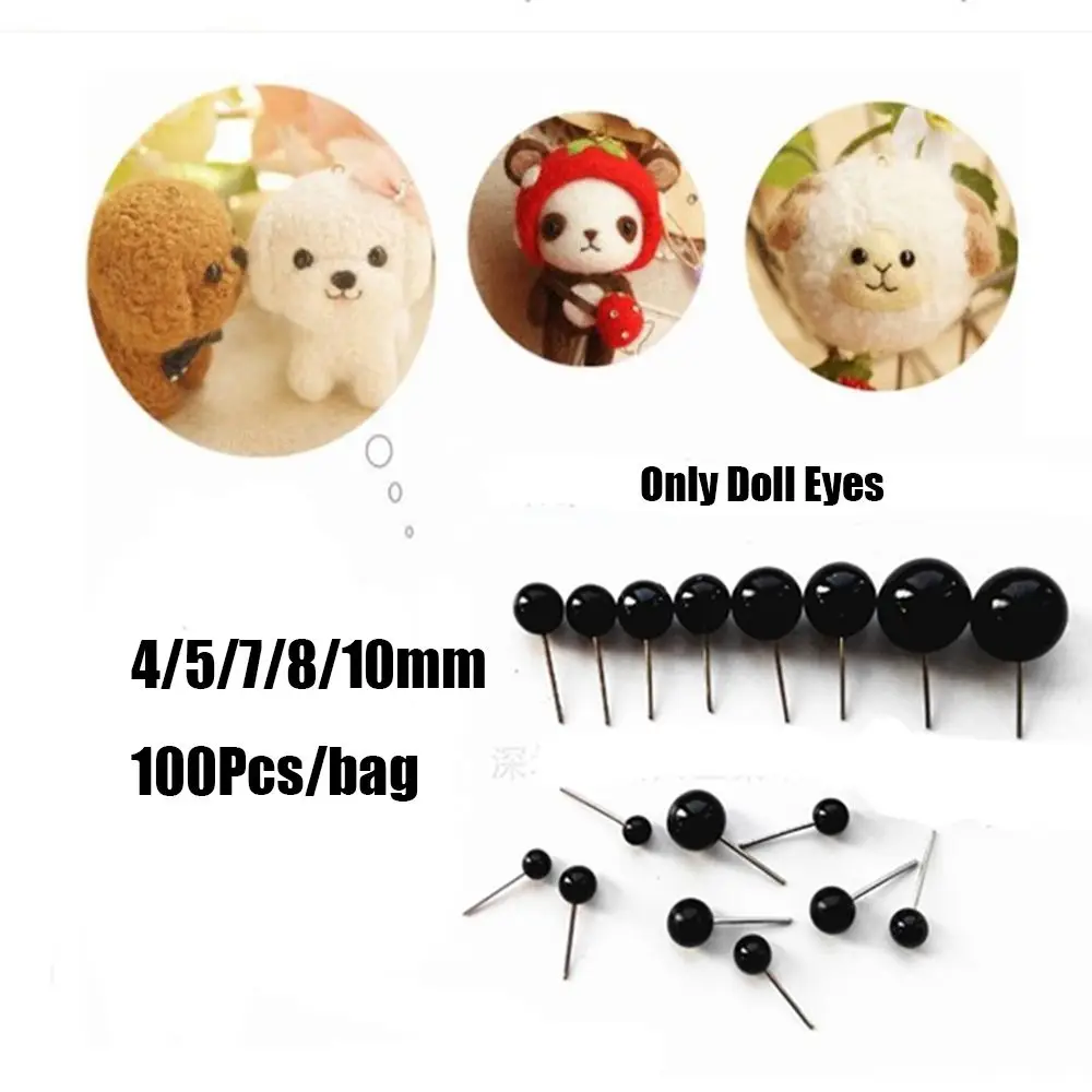 Mini 100Pcs/Bag 4/5/7/8/10mm Bears Animals Eyes Dolls Black Glass Needle Felting Plush Toys Accessories | Игрушки и хобби