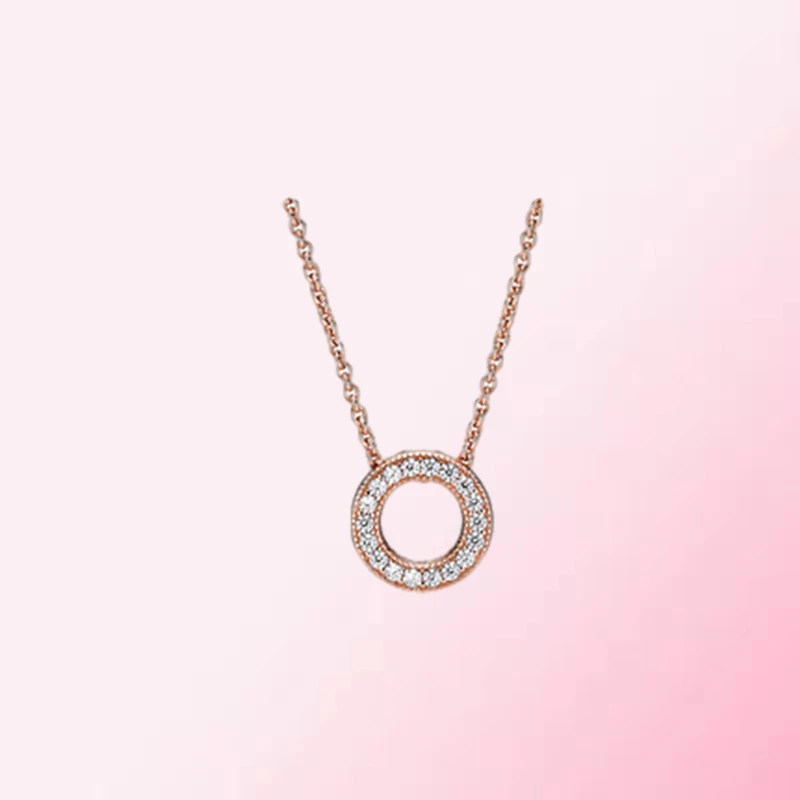

1:1 Make PanDO 925 Sterling Silver Custom Round Rose Color DIY Necklace